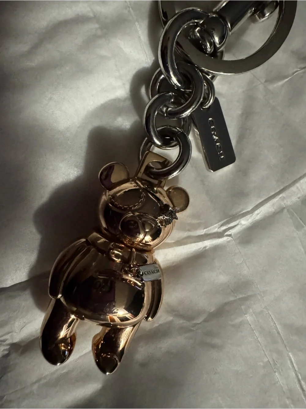 Coach Gold Bear Charm Keychain -